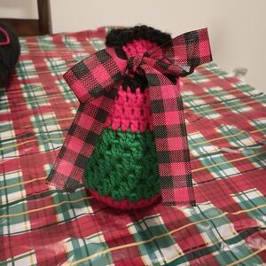 Handmade Crochet Covered Jar with Bow